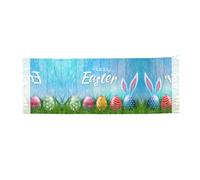 BLWSLC Sciarpa calda con nappa, uovo di Pasqua, coniglietto, erba, scialle con nappe stampate in legno, 195,6 x 68,6 cm, adatta per l'inverno, calda e confortevole
