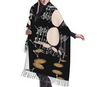 BLWSLC Sciarpa con frange con motivo jazz, caldo scialle invernale, stile da donna può essere abbinato a cappotti, maglioni o abiti