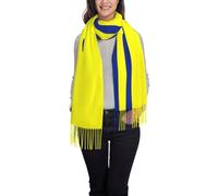 BLWSLC Sciarpa con nappe stampate a righe gialle e blu sciarpa in finto cashmere a pelo lungo adatta da indossare in autunno e in inverno