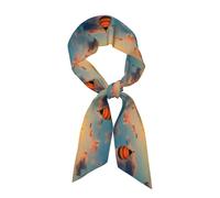 BLWSLC Sciarpa da donna in seta stampata al tramonto con mongolfiera multifunzionale lunga sciarpa di seta leggera e liscia adatta per appuntamenti e viaggi 47 pollici