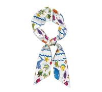 BLWSLC Sciarpa da donna in seta stampata con pesce sotto il mare multifunzionale sciarpa lunga di seta leggera e liscia adatta per appuntamenti e viaggi 47 pollici