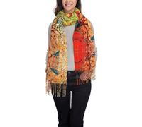 BLWSLC Sciarpa lunga con frange Garden Tree and Birds stampata calda sciarpa adatta per autunno e inverno calda e confortevole