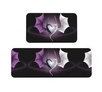 BLWSLC Set di 2 tappetini antiscivolo per lavello da cucina, con stampa di draghi viola e Wirte, adatti per lavanderia e ingresso