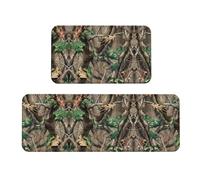 BLWSLC Set di 2 tappetini antiscivolo per lavello da cucina con stampa mimetica verde, adatto per lavanderia e ingresso