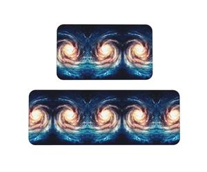 BLWSLC Set di 2 tappetini antiscivolo per lavello da cucina, motivo: galassia della Via Lattea, universo, adatto per lavanderia e ingresso