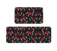 BLWSLC Set di 2 tappetini da cucina con motivo a labbra e tacchi alti, antiscivolo, adatti per lavello della cucina, lavanderia e ingresso