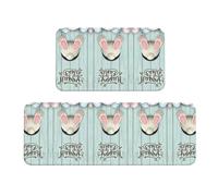 BLWSLC Set di 2 tappetini da cucina con stampa di uova di Pasqua e coda di coniglio, antiscivolo, adatti per lavello della cucina, lavanderia e ingresso