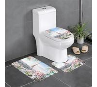 BLWSLC Set di 3 tappetini da bagno assorbenti con motivo Torre Eiffel, vista di Parigi, adatti per case, spa e hotel