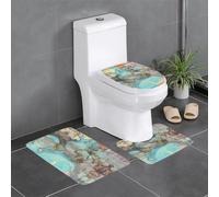 BLWSLC Set di 3 tappetini da bagno stampati con mappa del mondo dei cartoni animati, adatti per servizi igienici a forma di U, vasche da bagno e docce