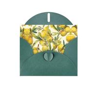 BLWSLC Set di biglietti d'auguri con busta, 15,2 x 10,2 cm, giallo limone, verde scuro, inviti per matrimonio/compleanno