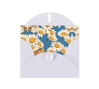 BLWSLC Set di biglietti di auguri bianchi stampati con petali di crisantemo 15,2 x 10,2 cm, con busta, inviti per matrimonio/compleanno