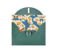 BLWSLC Set di biglietti di auguri con busta, 15,2 x 10,2 cm, petali di crisantemo, colore: verde scuro