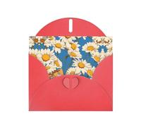 BLWSLC Set di biglietti di auguri rossi stampati con petali di crisantemo 15,2 x 10,2 cm, con busta, inviti per matrimonio/compleanno