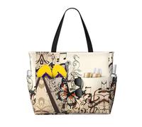 BLWSLC Sfondo musicale con arpa e farfalla fantasia borsa da viaggio, borsa a tracolla di grande capacità, adatta per vacanze, viaggi e uso in palestra.