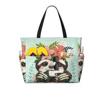 BLWSLC Simpatico bradipo stampato borsa da spiaggia leggera pieghevole borsa da piscina adatta per imballaggi viaggi e uso in palestra