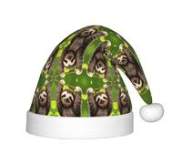 BLWSLC Simpatico bradipo stampato cappello natalizio per bambini, cappello decorativo, forniture per feste adatto per spettacoli teatrali, Natale