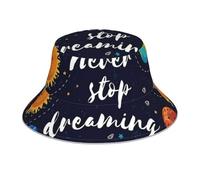 BLWSLC Simpatico cappello da pescatore con pianeta stampato, adatto per spiaggia, caccia, giardinaggio, golf, pesca, nero