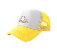 BLWSLC Simpatico cappello da sole nero stampato con rana divertente, cappello da baseball in rete regolabile, adatto per escursioni all'aperto e viaggi, Giallo, Taglia unica