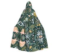 BLWSLC Simpatico mantello con cappuccio stampato dinosauro, lungo mantello decorativo, adatto per cosplay, spettacoli teatrali o feste di festa.