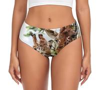 BLWSLC Slip a vita bassa da donna con motivo giraffa con cervi acquerelli | Biancheria intima basic per tutte le stagioni, taglie XS-4XL, Nero , 4XL