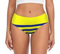 BLWSLC Slip da donna a vita bassa con motivo a righe gialle e blu | Biancheria intima basic per tutte le stagioni, taglie XS-4XL, Nero , L