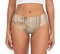 BLWSLC Slip da donna a vita bassa con motivo cuore in legno | Biancheria intima basic per tutte le stagioni, taglie XS-4XL, Nero , XL