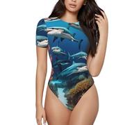 BLWSLC Sottomarino squalo corallo girocollo Body - Tuta intera da donna a maniche corte - Da indossare da solo o a strati, Nero, S