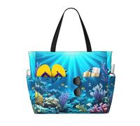 BLWSLC Submarine Coral Rays stampato, borsa da viaggio da spiaggia di grande capacità, adatta per vacanze, campeggio e uso quotidiano.