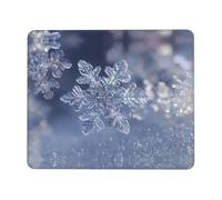BLWSLC Tappetino per mouse da scrivania con bordo overlock e cristalli di fiocco di neve stampato tappetino da gioco adatto per giochi e ufficio 17,8 x 21,8 cm