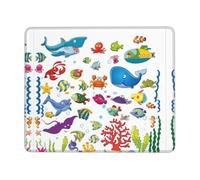 BLWSLC Tappetino per mouse da scrivania con bordo overlock pesce sotto il mare, tappetino da gioco stampato adatto per giochi e ufficio, 20,1 x 24,1 cm