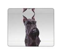 BLWSLC Tappetino per mouse da scrivania con bordo overlock, simpatico cane schnauzer stampato, tappetino da gioco adatto per giochi e ufficio, 21,1 x 26,2 cm