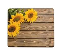 BLWSLC Tappetino per mouse da scrivania con bordo overlock, tre girasoli su tappetino da gioco stampato in legno, adatto per giochi e ufficio, 20,1 x 24,1 cm