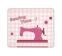 BLWSLC Tappetino per mouse da scrivania con bordo overlock vintage rosa macchina da cucire stampato tappetino da gioco adatto per giochi e ufficio 17,8 x 21,8 cm