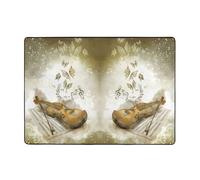 BLWSLC Tappeto con motivo farfalla e violoncello, tappetino per interni, adatto per atrio, bagno, soggiorno e camera da letto.