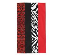 BLWSLC Telo mare con motivo leopardo rosso e zebra, assorbente, leggero e portatile, adatto per il nuoto e la spiaggia.