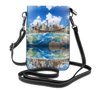BLWSLC The World Famous Buildings - Piccolo portafoglio per cellulare, da donna, con tracolla rimovibile, adatta per lo shopping e i viaggi