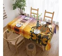 BLWSLC Tovaglia quadrata 137,2 x 182,9 cm con stampa di musica astratta, tovaglia quadrata adatta per feste, picnic e matrimoni