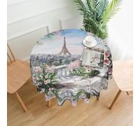 BLWSLC Tovaglia rotonda con stampa della Torre Eiffel con vista di Parigi, 152 cm, per interni ed esterni, decorazione per tavolo da cucina