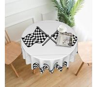 BLWSLC Tovaglia rotonda stampata con bandiera a scacchi, 152 cm, per interni ed esterni, decorazione per tavolo da cucina