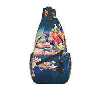 BLWSLC Uomo che vola con palloncini colorati borsa a tracolla stampata borsa a tracolla da uomo, adatta per escursioni, viaggi, ciclismo