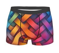 BLWSLC Uomo Intertessitura di linee e colori Boxer stampati Double Sided Art, Nero, Large-3X-Large