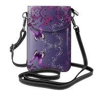 BLWSLC Viola prugna farfalla stampato piccolo telefono cellulare portafoglio donna tracolla tracolla staccabile adatto per lo shopping e viaggio