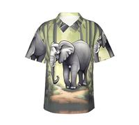 BLWSLC Walking Elephant - Camicia hawaiana da uomo a maniche corte, perfetta per vacanze al mare e feste quest'estate, nero, 3XL/4XL