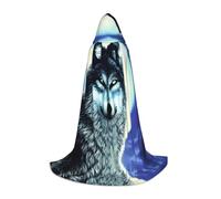BLWSLC Wolf Under Moon - Mantello lungo con cappuccio per feste, cosplay e feste in maschera