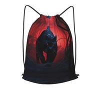 BLWSLC Zaino da viaggio con coulisse stampato pantere da caccia borsa da palestra portatile adatto per brevi viaggi, nero, Small