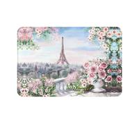 BLWSLC Zerbini con motivo Torre Eiffel con vista di Parigi, tappetini per esterni, adatti per cucine, bagni, decorazioni interne ed esterne.