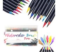 BLXAOPBLM Set di 48 pennarelli ad acquerello, atossici, a base d'acqua, per adulti/bambini, ideali per calligrafia, lettering, disegno, colorazione e diario (20 colori)