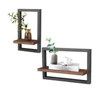 BlyeMichdi Set di 2 Mensole Sospese in Legno, Mensole Galleggianti Multiuso, Mensole da Muro Design per Decorazione Della Wall, Libreria Quadrata Parete, per Riporre Oggetti Bagno Soggiorno