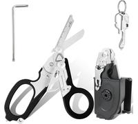 Blyxon Forbici Multifunzione 6-in-1 per Emergenze, Forbici Tattiche Pieghevoli da Trauma, Utensili da Taglio per Salvataggio in Campeggio con Fodero Utilità (nero)