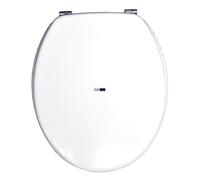 BM 4106 Copriwater Sedile Tavoletta WC Universale Coperchio Toilet Seat Bagno in legno MDF Bianco, Misura Standard Fissaggio dal Basso Cerniere Incluse in Acciaio